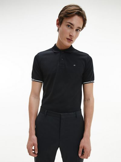 Calvin Klein Ruhák HU834476 | Calvin Klein Slim Cuff Logo Férfi Pólóing Fekete